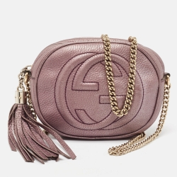 Pre Owned Gucci Purple Leather Mini Soho Disco Chain Crossbody Bag
