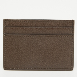 Pre Owned Gucci Brown GG Supreme Canvas and Leather Tian Card Holder 