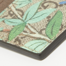 Pre Owned Gucci Brown GG Supreme Canvas and Leather Tian Card Holder 