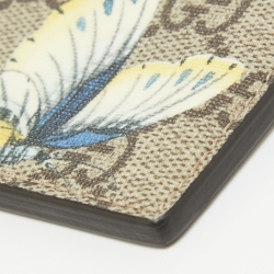 Pre Owned Gucci Brown GG Supreme Canvas and Leather Tian Card Holder 