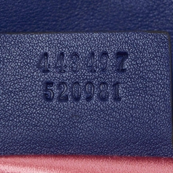 Pre Owned Gucci Blue Matelassé Velvet Small GG Marmont Shoulder Bag