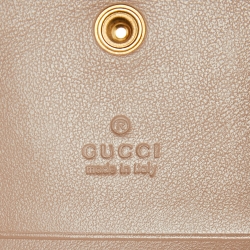Gucci Beige Matelassé Leather GG Marmont Card Case