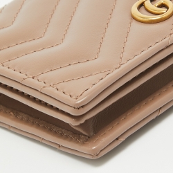 Gucci Beige Matelassé Leather GG Marmont Card Case