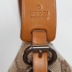 Pre Owned Gucci Beige/Brown GG Canvas and Leather Pochette 