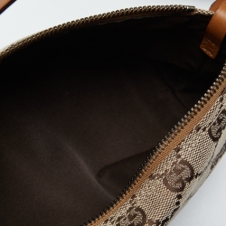 Pre Owned Gucci Beige/Brown GG Canvas and Leather Pochette 