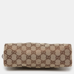 Pre Owned Gucci Beige/Brown GG Canvas and Leather Pochette 