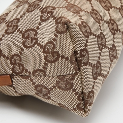Pre Owned Gucci Beige/Brown GG Canvas and Leather Pochette 