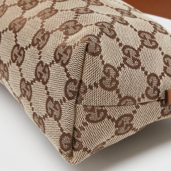 Pre Owned Gucci Beige/Brown GG Canvas and Leather Pochette 