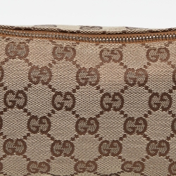 Pre Owned Gucci Beige/Brown GG Canvas and Leather Pochette 