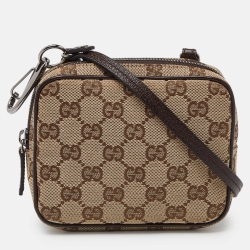مملوكة مسبقًا Gucci Beige/Brown GG Canvas and Leather Crossbody Bag