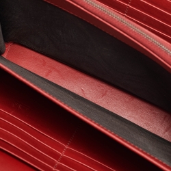 Gucci Red Matelassé Velvet GG Marmont Wallet on Chain