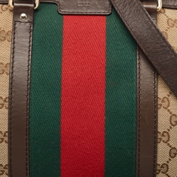 Pre Owned Gucci Brown/Beige GG Canvas and Leather Joy Web Boston Bag