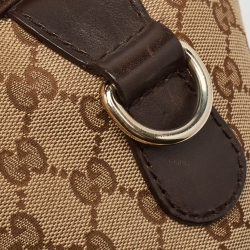 Pre Owned Gucci Brown/Beige GG Canvas and Leather Joy Web Boston Bag
