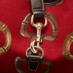 Pre Owned حقيبة غوتشي أو بوفيه كانفاس وجلد هورسبيت أحمر/بني