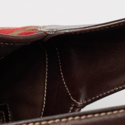 Pre Owned حقيبة غوتشي أو بوفيه كانفاس وجلد هورسبيت أحمر/بني