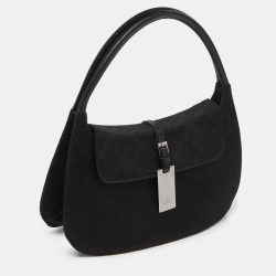 Pre Owned Gucci Black Micro Guccissima Nylon and Leather Pochette 