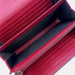 Pre Owned Gucci Red Leather Marmont Chain Crossbody Bag