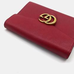 Pre Owned Gucci Red Leather Marmont Chain Crossbody Bag