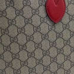 Pre Owned Gucci Beige/Dark Pink/Red GG Supreme Canvas Top Handle Bag