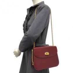 Pre Owned Gucci Bordeaux Leather Chain Crossbody Bag