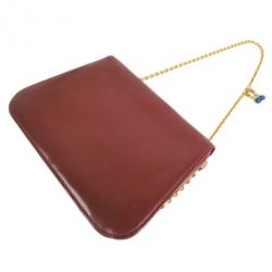 Pre Owned Gucci Bordeaux Leather Chain Crossbody Bag