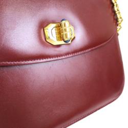 Pre Owned Gucci Bordeaux Leather Chain Crossbody Bag