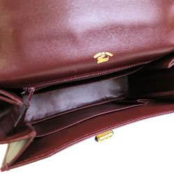 Pre Owned Gucci Bordeaux Leather Chain Crossbody Bag