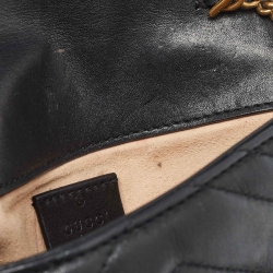 مملوكة مسبقًا Gucci Black Matelassé Leather Super Mini GG Marmont Shoulder Bag