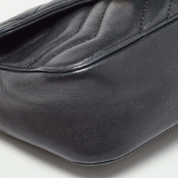 مملوكة مسبقًا Gucci Black Matelassé Leather Super Mini GG Marmont Shoulder Bag