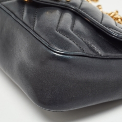 مملوكة مسبقًا Gucci Black Matelassé Leather Super Mini GG Marmont Shoulder Bag