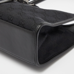 مملوكة مسبقًا Gucci Black GG Canvas and Leather Small Bardot Bag