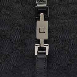 مملوكة مسبقًا Gucci Black GG Canvas and Leather Small Bardot Bag
