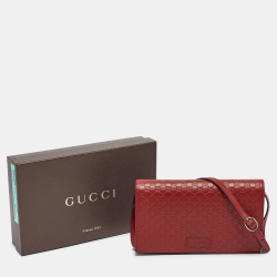 Gucci Red Microguccissima Leather Flap Wallet on Strap