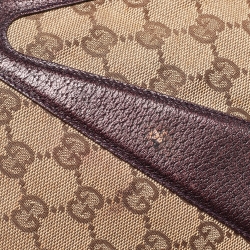 Pre Owned Gucci Beige/Metallic GG Canvas and Leather Limited Edition Tom Ford Bamboo Hobo