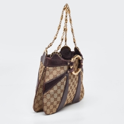 Pre Owned Gucci Beige/Metallic GG Canvas and Leather Limited Edition Tom Ford Bamboo Hobo