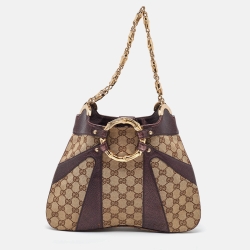 Pre Owned Gucci Beige/Metallic GG Canvas and Leather Limited Edition Tom Ford Bamboo Hobo