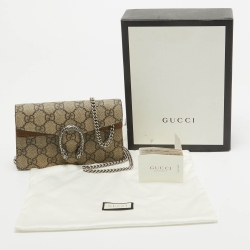 مملوكة مسبقًا Gucci Beige GG Supreme Canvas and Suede Super Mini Dionysus Shoulder Bag