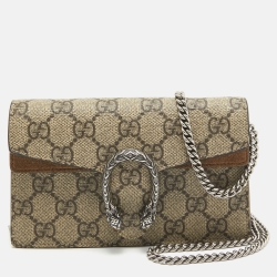 مملوكة مسبقًا Gucci Beige GG Supreme Canvas and Suede Super Mini Dionysus Shoulder Bag