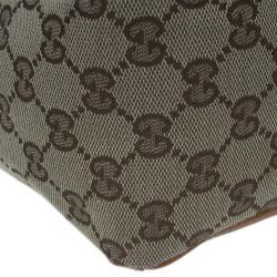 Pre Owned Gucci Brown GG Canvas Leather Trim Tote