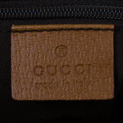 Pre Owned Gucci Brown GG Canvas Leather Trim Tote