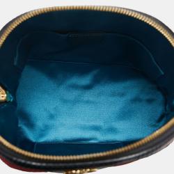 Pre Owned Gucci Red Leather, Suede Suede Small Ophidia Dome Shoulder Bag