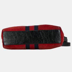 Pre Owned Gucci Red Leather, Suede Suede Small Ophidia Dome Shoulder Bag