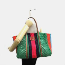 مملوكة مسبقًا Gucci Green Others Woven Interlocking G Tote Bag