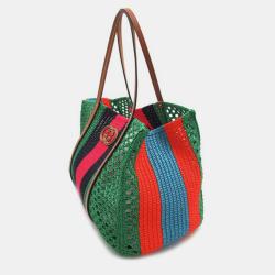 مملوكة مسبقًا Gucci Green Others Woven Interlocking G Tote Bag