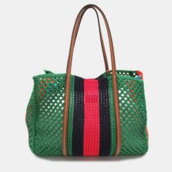 مملوكة مسبقًا Gucci Green Others Woven Interlocking G Tote Bag