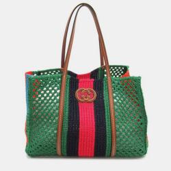 مملوكة مسبقًا Gucci Green Others Woven Interlocking G Tote Bag