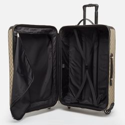 Gucci Beige/Black GG Supreme Canvas Large Savoy Trolley Luggage