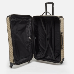 Gucci Beige/Black GG Supreme Canvas Large Savoy Trolley Luggage