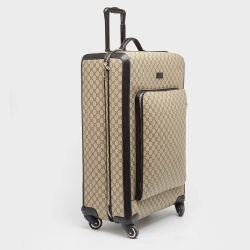 Gucci Beige/Black GG Supreme Canvas Large Savoy Trolley Luggage
