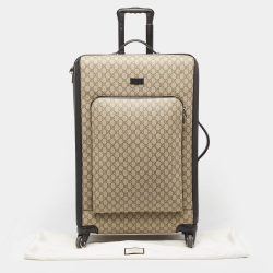 Gucci Beige/Black GG Supreme Canvas Large Savoy Trolley Luggage